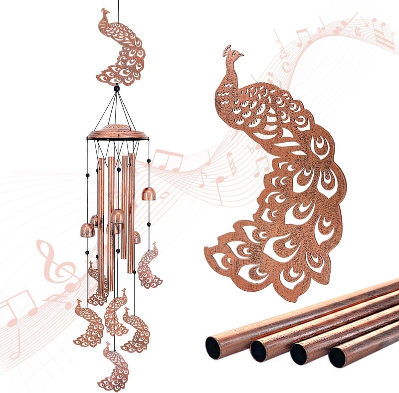 EZTZEN Peacock Wind Chimes for Outside,Peacock Gifts for Women/Men/Sympathy Gift/Memorial Gifts/Birthday Festival Metal windchimes Outdoors/Indoors,Patio,Garden Decor,Home,Porch,Yard - Image 1